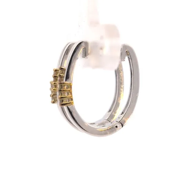 Silver Oval Huggie Earrings with Natural Fancy Intense Yellow Diamonds Image 2 Arezzo Jewelers Elmwood Park, IL