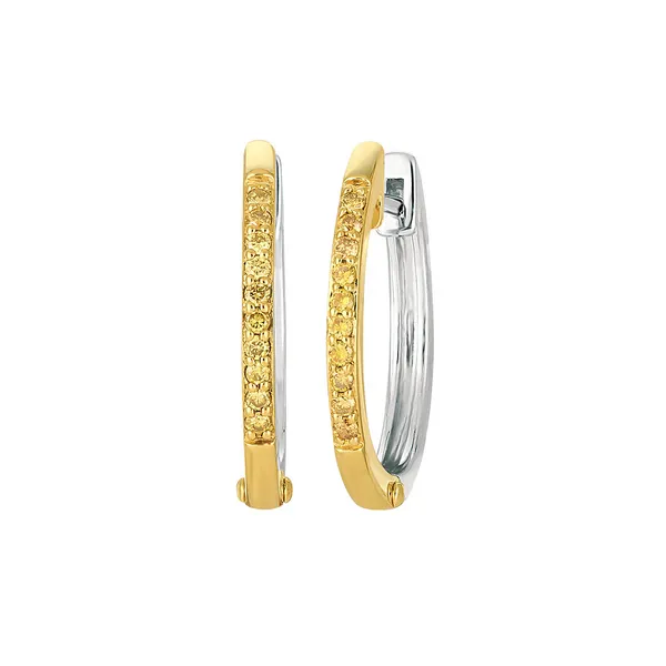Silver & Yellow Gold Hoop Earrings with Natural Fancy Intense Yellow Diamonds Arezzo Jewelers Elmwood Park, IL