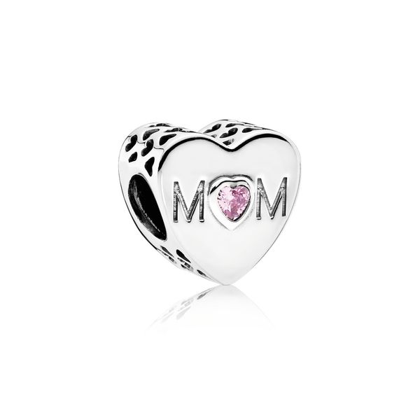 Mother Heart Charm, Pink CZ Arezzo Jewelers Elmwood Park, IL