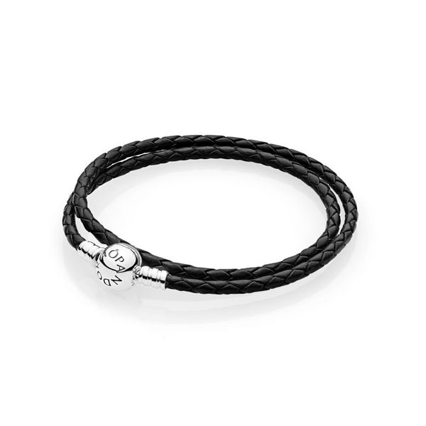 Pandora Black Braided Double-Leather Charm Bracelet Arezzo Jewelers Elmwood Park, IL