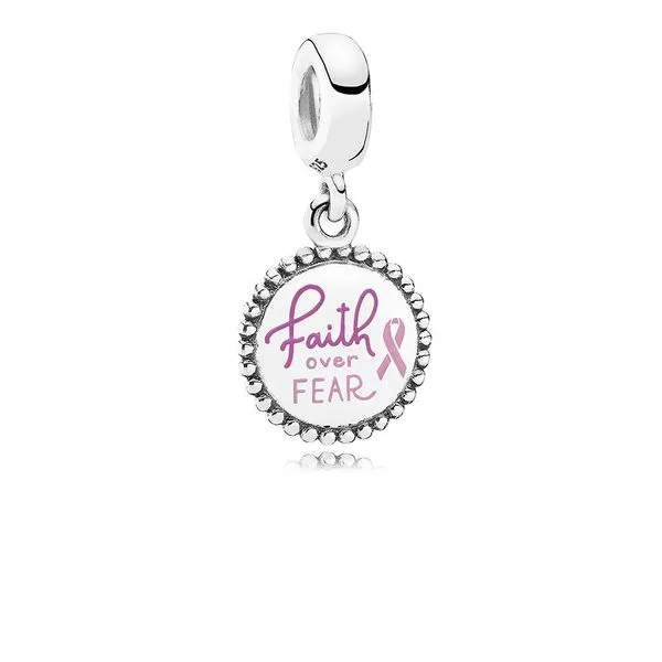 Faith Over Fear Dangle Charm, Pink Enamel Arezzo Jewelers Elmwood Park, IL