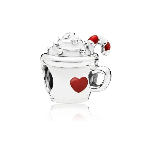 PANDORA Warm Cocoa Charm, White & Red Enamel Arezzo Jewelers Elmwood Park, IL