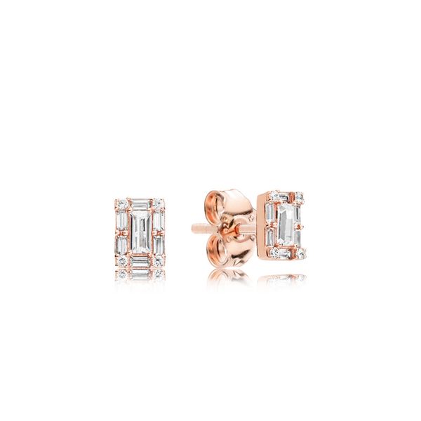 Luminous Ice Stud Earrings, PANDORA Rose™ & Clear CZ Arezzo Jewelers Elmwood Park, IL