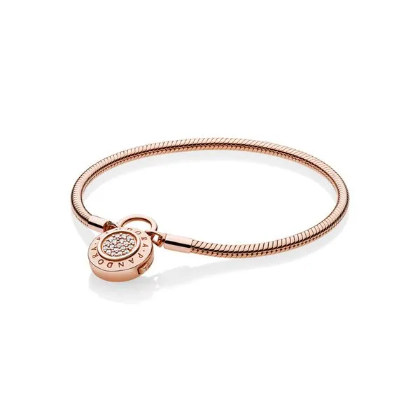 Smooth Pandora Rose™ Bracelet, Signature Padlock, Clear Cz Arezzo Jewelers Elmwood Park, IL