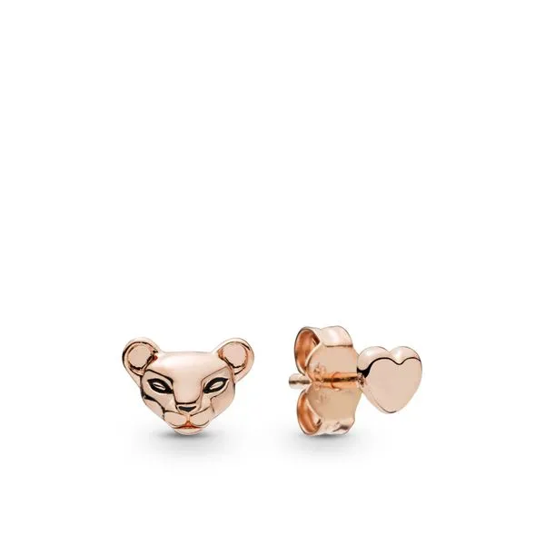 Lion Princess & Heart Stud Earrings, Pandora Rose™ Arezzo Jewelers Elmwood Park, IL