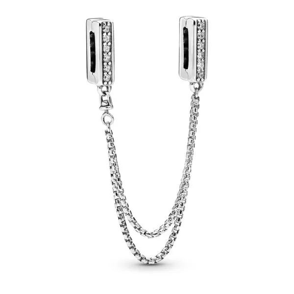 Pandora Reflexions™ Sparkling Safety Chain Clip Charm Arezzo Jewelers Elmwood Park, IL