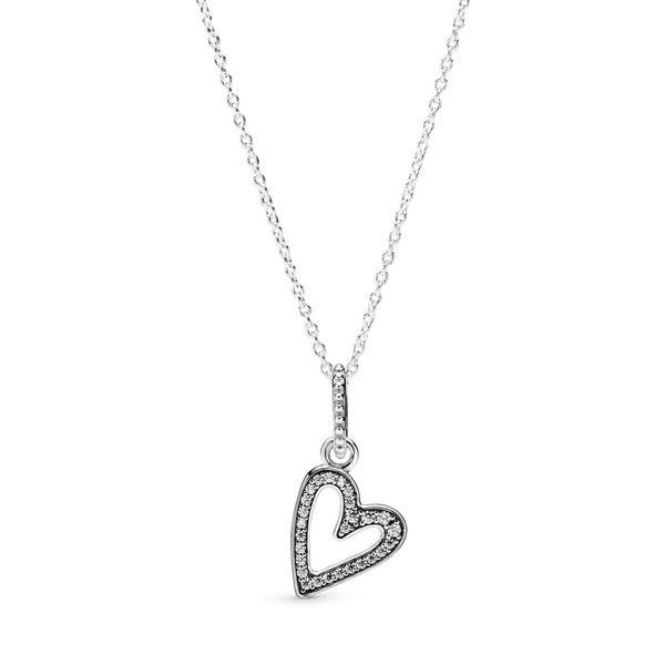 Sparkling Freehand Heart Pendant Necklace Arezzo Jewelers Elmwood Park, IL