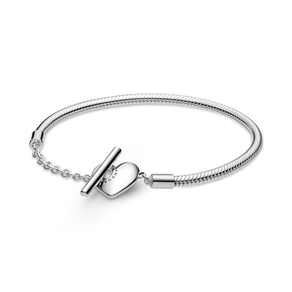 Pandora Moments Heart T-Bar Snake Chain Bracelet, 7.1