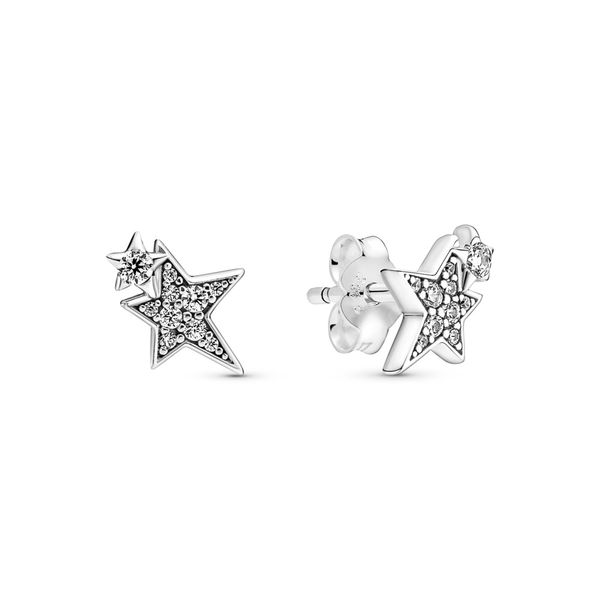 PANDORA Sparkling Asymmetric Stars Stud Earrings Arezzo Jewelers Elmwood Park, IL
