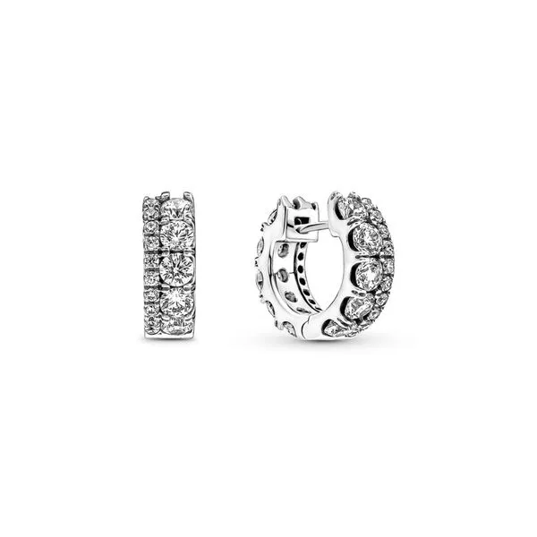 PANDORA Double Band Pavé Hoop Earrings Arezzo Jewelers Elmwood Park, IL