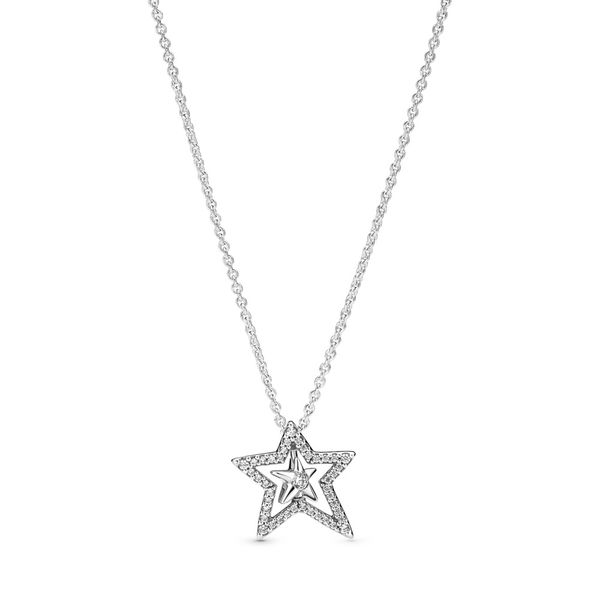 PANDORA Pavé Asymmetric Star Collier Necklace - 17.7