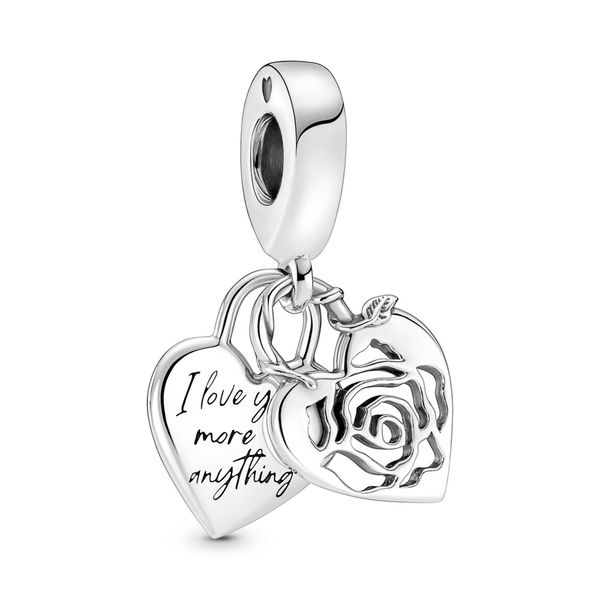 Rose Heart Padlock Dangle Charm Arezzo Jewelers Elmwood Park, IL