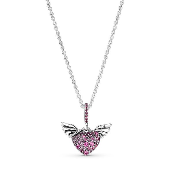 Pandora Pavé Heart & Angel Wings Necklace Arezzo Jewelers Elmwood Park, IL