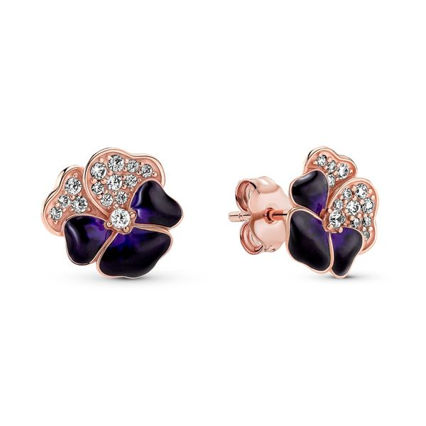 Pandora Pansy Flower Stud Earrings Arezzo Jewelers Elmwood Park, IL