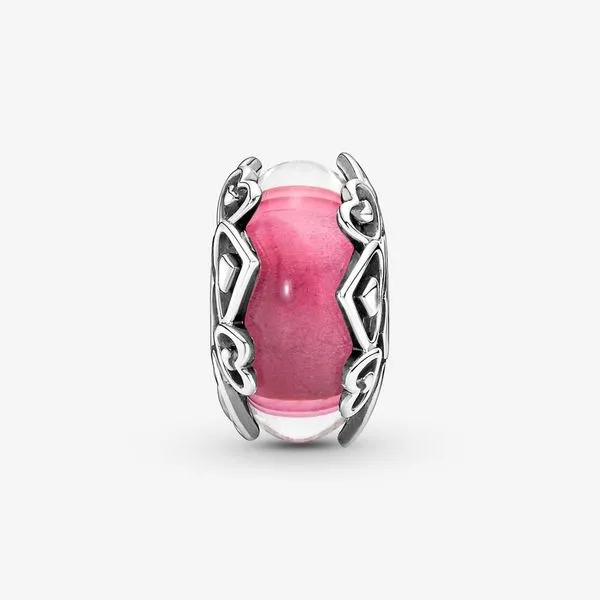 Reveal Your Love Pink Murano Glass Charm Image 2 Arezzo Jewelers Elmwood Park, IL