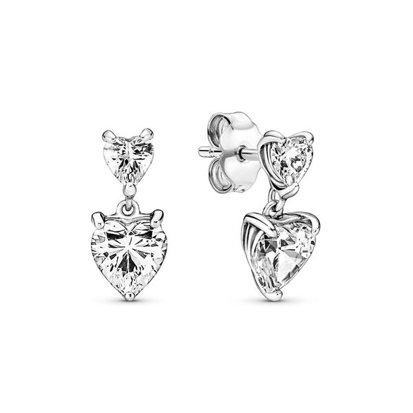Double Heart Sparkling Stud Earrings Arezzo Jewelers Elmwood Park, IL