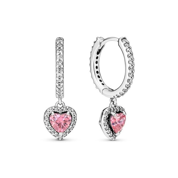 Sparkling Halo Heart Hoop Earrings Arezzo Jewelers Elmwood Park, IL