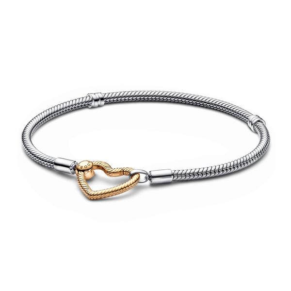 Pandora Moments Heart Closure Snake Chain Bracelet - Size 7.5