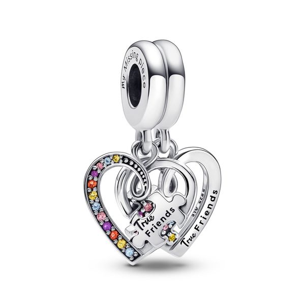 Pandora Puzzle Piece Hearts Splittable Friendship Dangle Charm Arezzo Jewelers Elmwood Park, IL