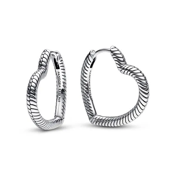 Pandora Moments Heart Charm Hoop Earrings Arezzo Jewelers Elmwood Park, IL