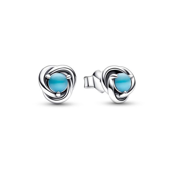 December Turquoise Blue Eternity Circle Stud Earrings Arezzo Jewelers Elmwood Park, IL