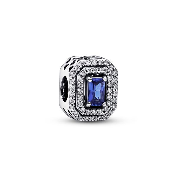 PANDORA Blue Sparkling Leveled Rectangular Charm Arezzo Jewelers Elmwood Park, IL