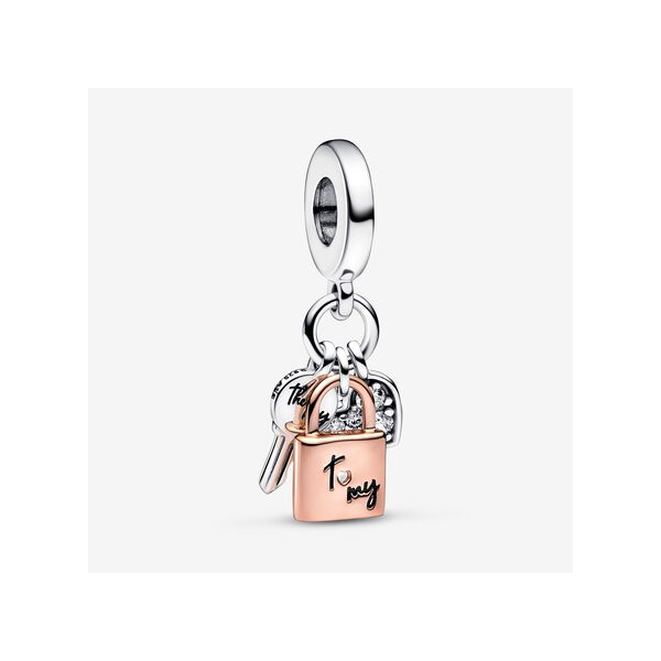 Two-tone Key, Padlock & Heart Triple Dangle Charm Arezzo Jewelers Elmwood Park, IL