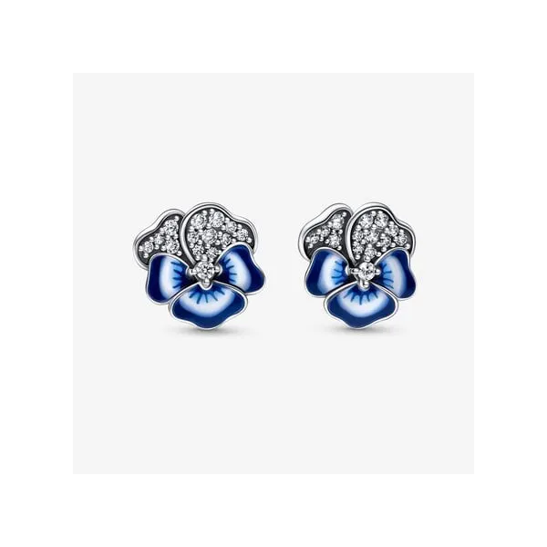 Blue Pansy Flower Stud Earrings Arezzo Jewelers Elmwood Park, IL