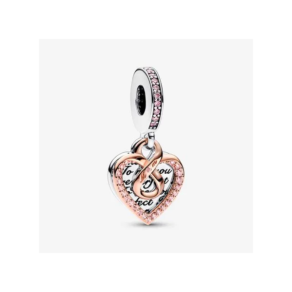 Two-tone Infinity Heart Double Dangle Charm Arezzo Jewelers Elmwood Park, IL