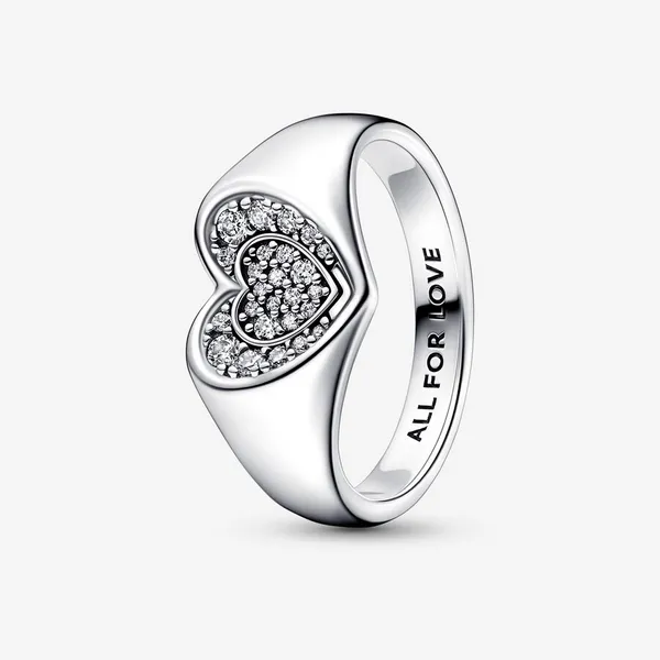 Radiant Heart Pavé Signet Ring - Size 60 Arezzo Jewelers Elmwood Park, IL