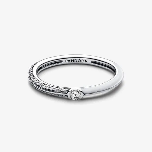 Pandora ME Pavé & White Dual Ring - Size 58 Image 2 Arezzo Jewelers Elmwood Park, IL