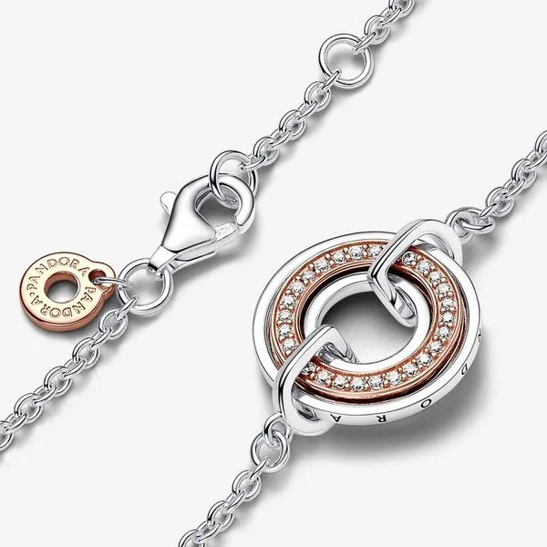 Pandora Signature Two Two-tone Logo & Pavé Chain Bracelet - 7.9