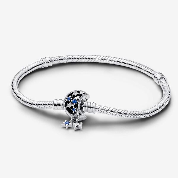 Pandora Moments Sparkling Moon Clasp Snake Chain Bracelet - 7.1