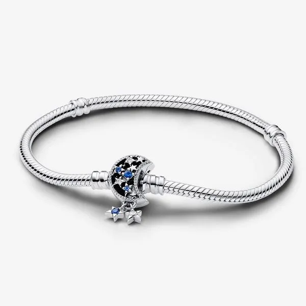 Pandora Moments Sparkling Moon Clasp Snake Chain Bracelet - 7.9