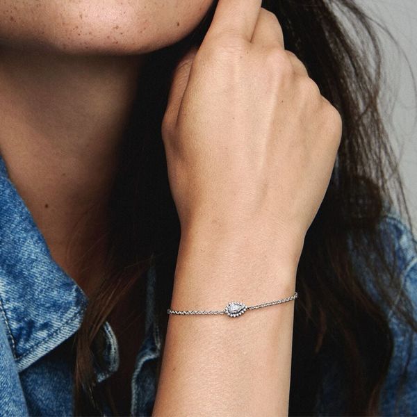 Pandora Sparkling Pear Halo Chain Bracelet - Arezzo Jewelers – Elmwood ...