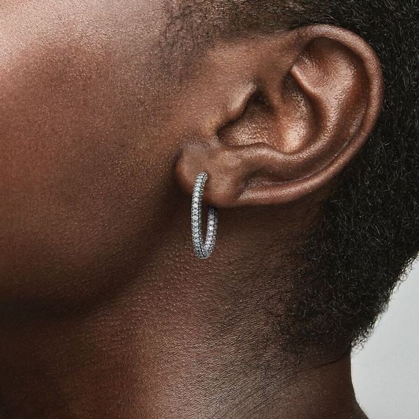 Pandora Timeless Pavé Single-row Hoop Earrings Image 2 Arezzo Jewelers Elmwood Park, IL