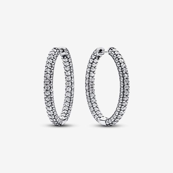 Pandora Timeless Pavé Single-row Hoop Earrings Arezzo Jewelers Elmwood Park, IL