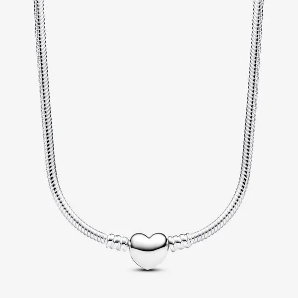 Pandora Moments Heart Clasp Snake Chain Necklace Image 2 Arezzo Jewelers Elmwood, IL