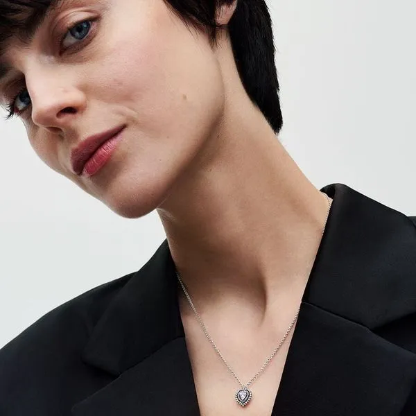 Sparkling Heart Halo Pendant Necklace Image 2 Arezzo Jewelers Elmwood Park, IL