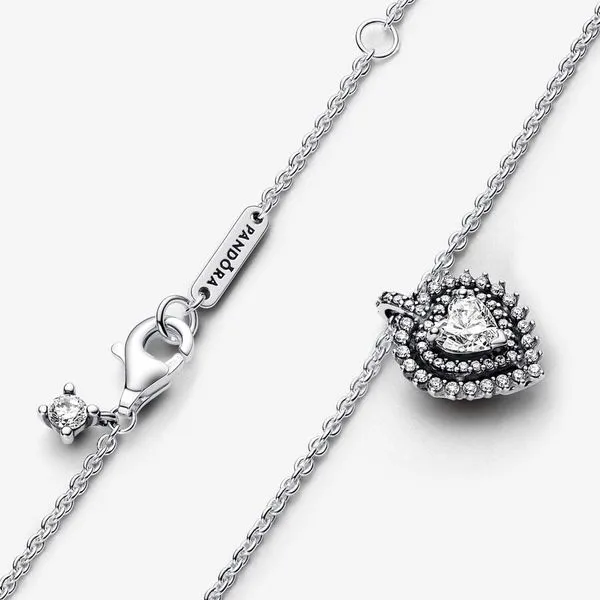 Sparkling Heart Halo Pendant Necklace Image 4 Arezzo Jewelers Elmwood Park, IL