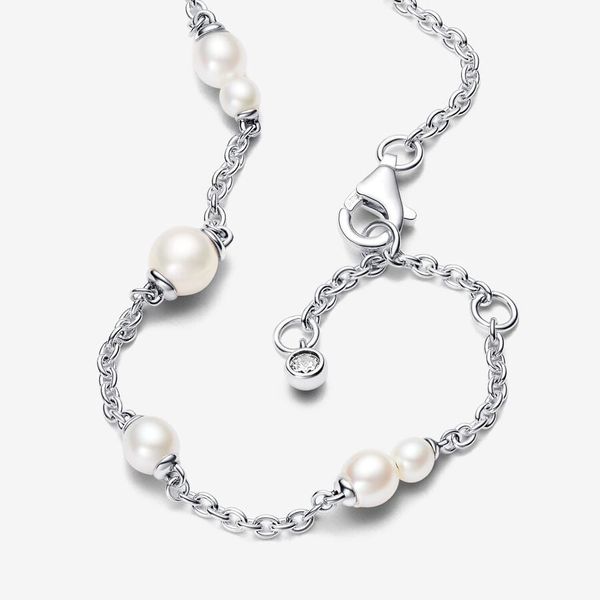 Pandora Freshwater Cultured Pearl Station Chain Bracelet - 7.9 in. Image 4 Arezzo Jewelers Elmwood Park, IL
