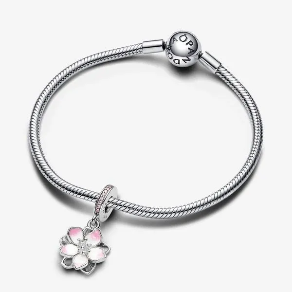 Pandora Cherry Blossom Dangle Charm Image 4 Arezzo Jewelers Elmwood, IL