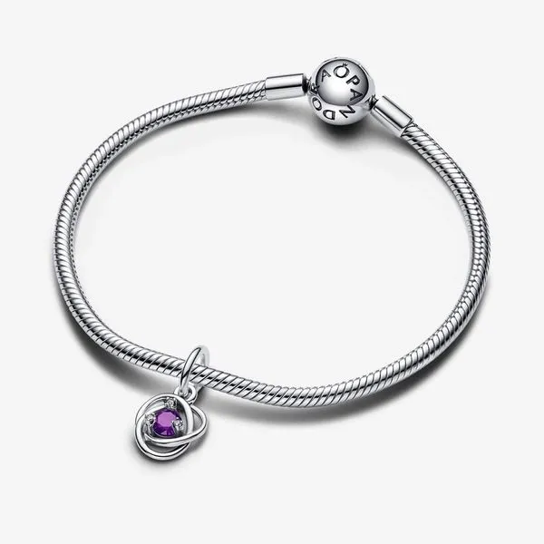 Pandora February Purple Eternity Circle Dangle Charm Image 5 Arezzo Jewelers Elmwood Park, IL