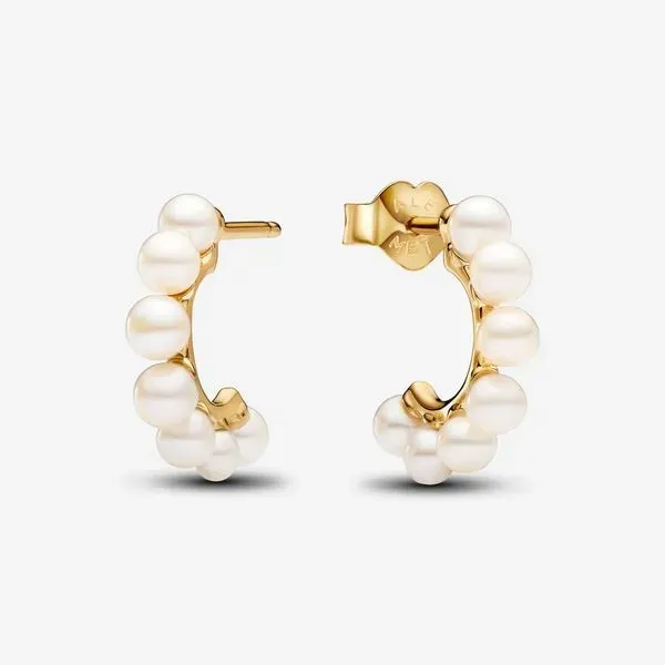 Pandora Freshwater Cultured Pearls Open Hoop Earrings Arezzo Jewelers Elmwood Park, IL