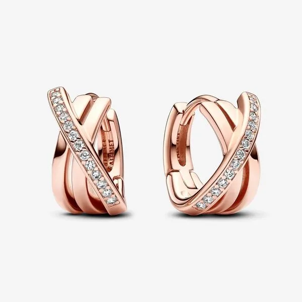 Pandora Crossover Pave Hoop Earrings Arezzo Jewelers Elmwood Park, IL