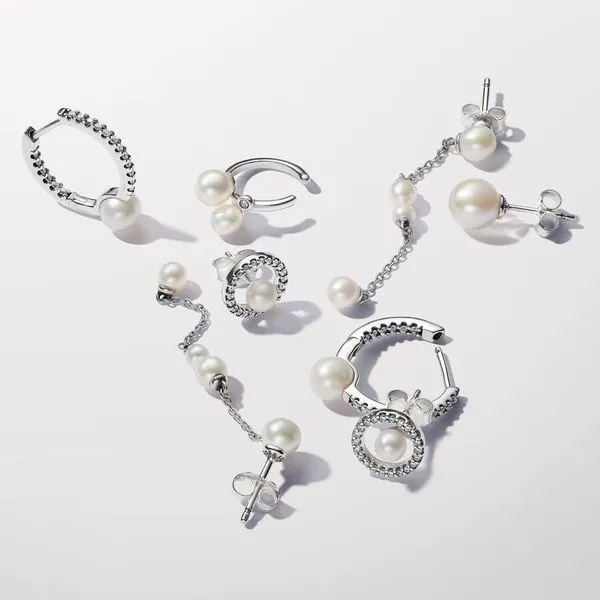 Pandora Freshwater Cultured Pearl Drop Earrings Image 5 Arezzo Jewelers Elmwood Park, IL