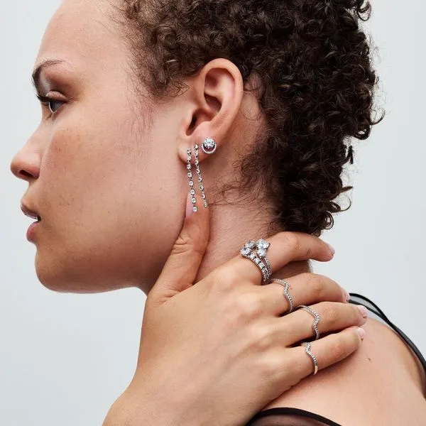 Pandora Sparkling Eight Stones Drop Earrings Image 3 Arezzo Jewelers Elmwood Park, IL