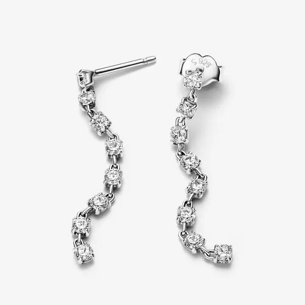 Pandora Sparkling Eight Stones Drop Earrings Image 4 Arezzo Jewelers Elmwood Park, IL