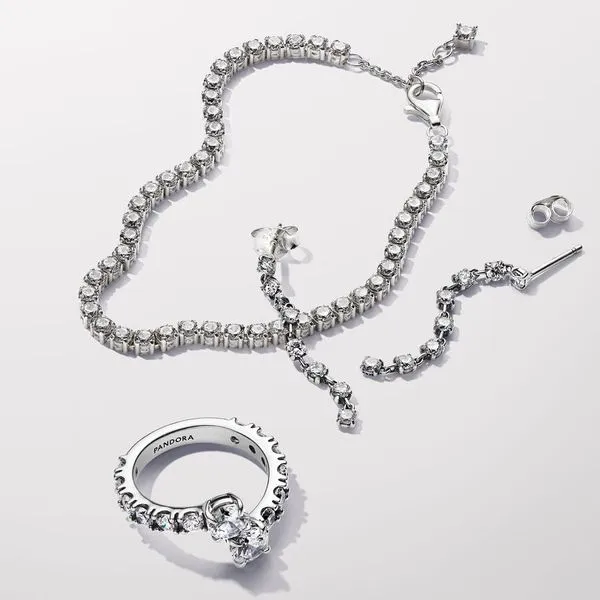 Pandora Sparkling Eight Stones Drop Earrings Image 5 Arezzo Jewelers Elmwood Park, IL