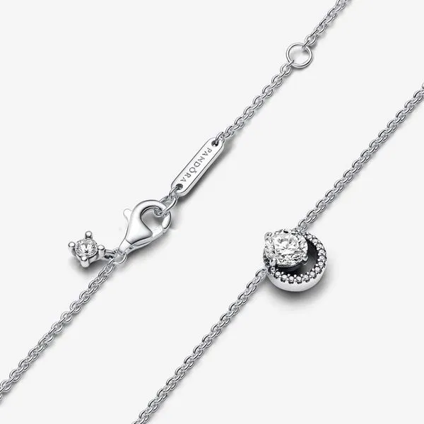 Sparkling Round Halo Pendant Collier Necklace Image 4 Arezzo Jewelers Elmwood Park, IL